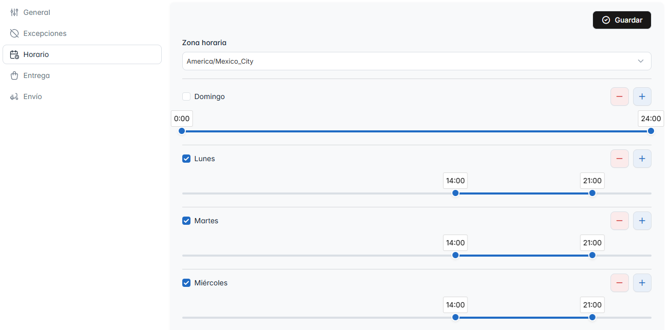 Paso 4: Configuración de Horario