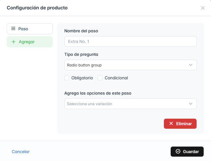 Configuración de un producto configurable