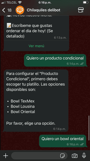 Selección del platillo