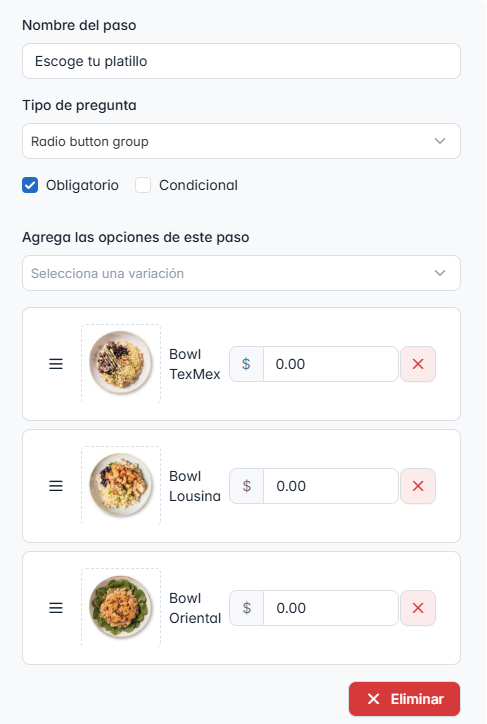 Escoge tu platillo