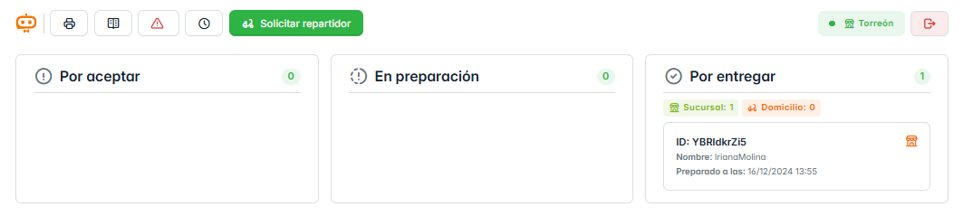 Pedido por entregar