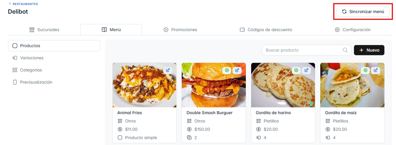 Sincronizar menú